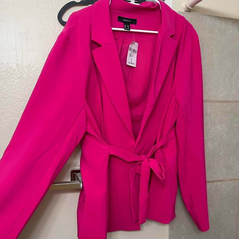 Hot pink plus size blazer